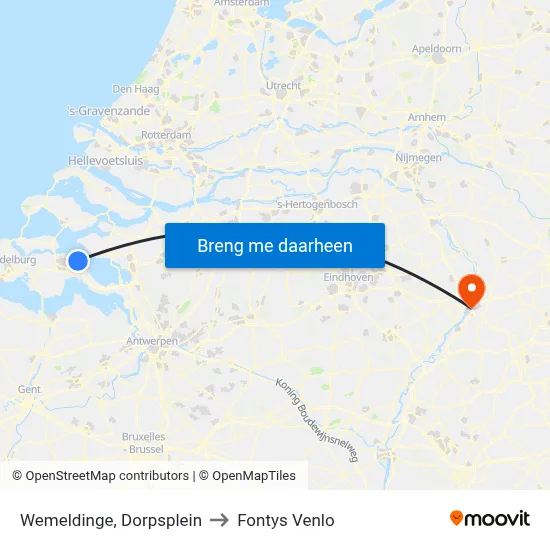 Wemeldinge, Dorpsplein to Fontys Venlo map