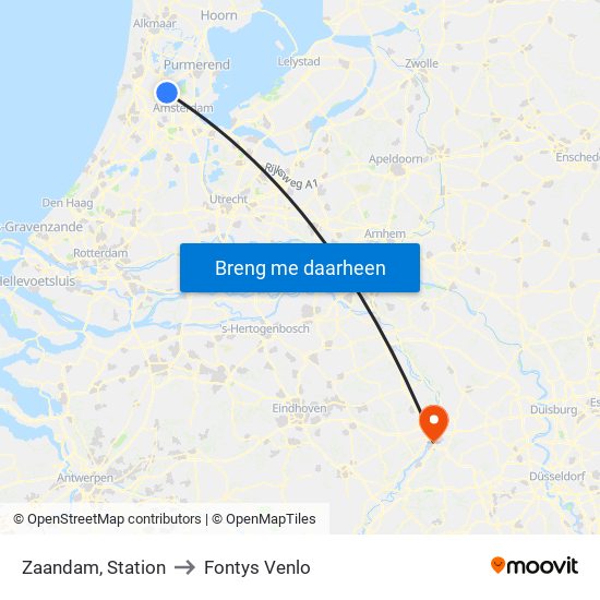 Zaandam, Station to Fontys Venlo map