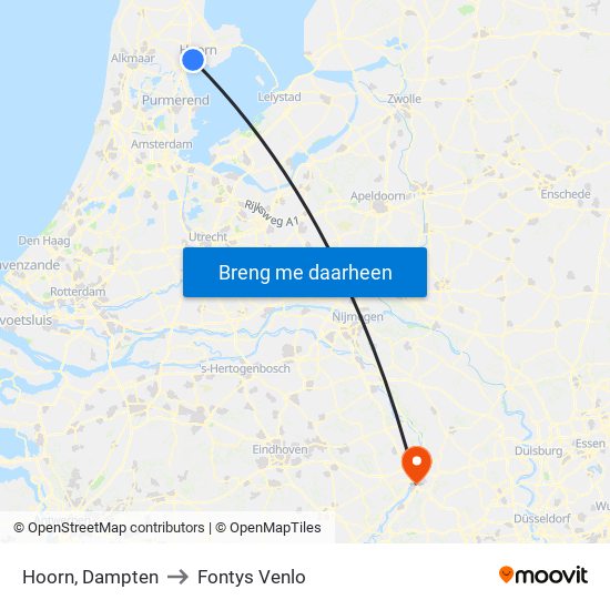 Hoorn, Dampten to Fontys Venlo map