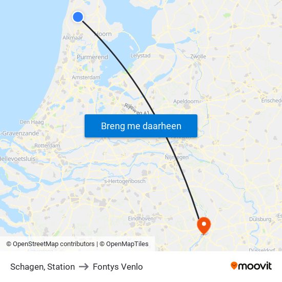 Schagen, Station to Fontys Venlo map