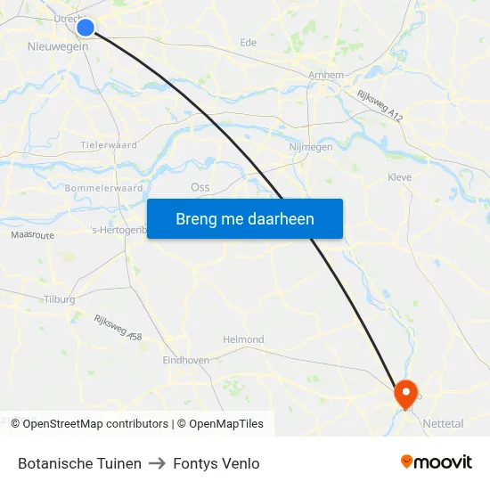 Botanische Tuinen to Fontys Venlo map