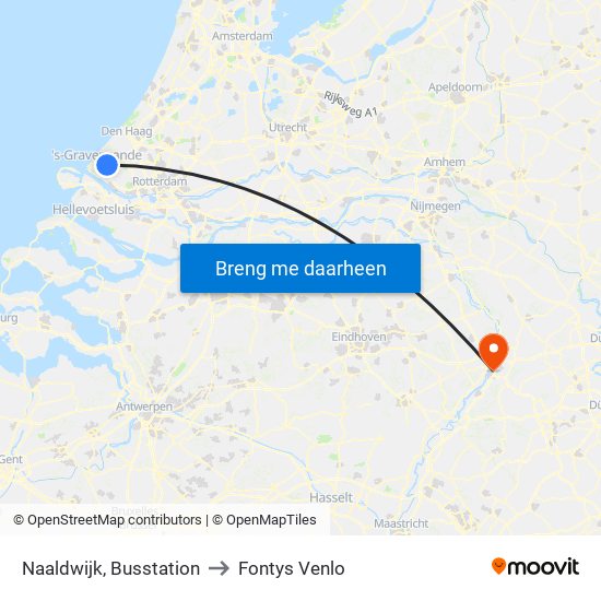 Naaldwijk, Busstation to Fontys Venlo map