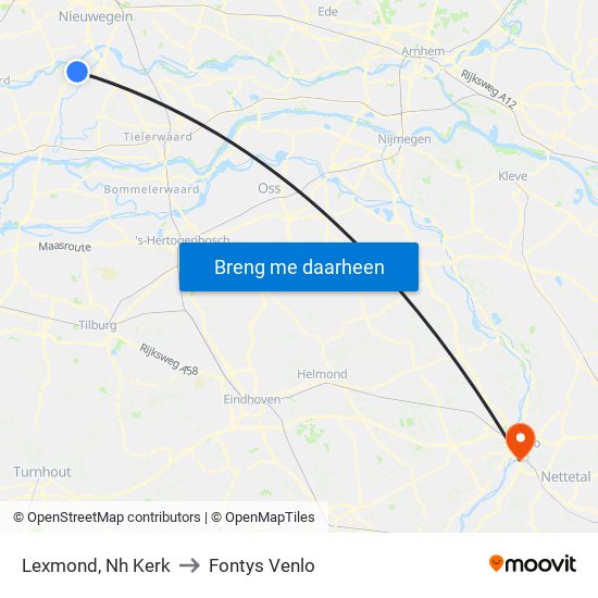 Lexmond, Nh Kerk to Fontys Venlo map