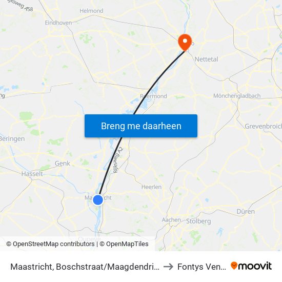 Maastricht, Boschstraat/Maagdendries to Fontys Venlo map