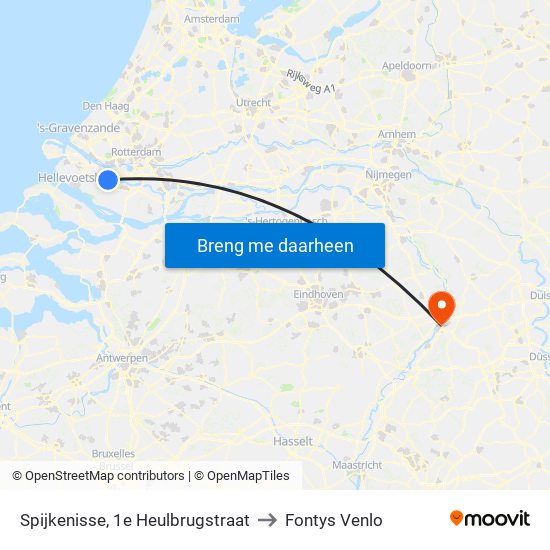 Spijkenisse, 1e Heulbrugstraat to Fontys Venlo map