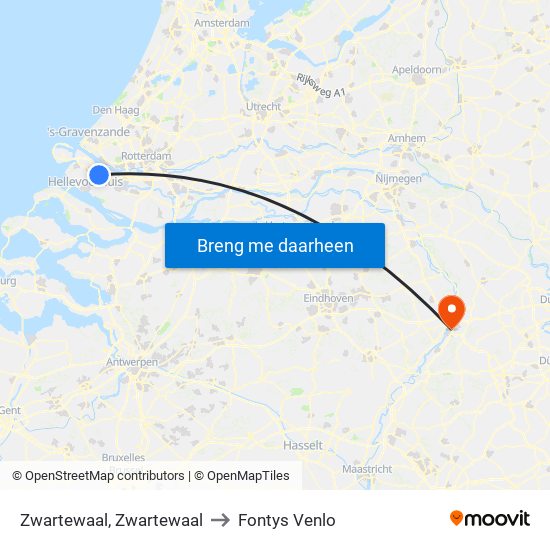 Zwartewaal, Zwartewaal to Fontys Venlo map