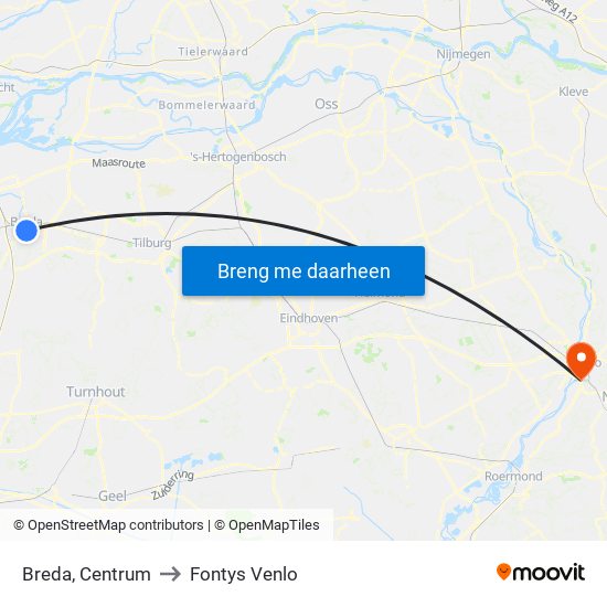 Breda, Centrum to Fontys Venlo map