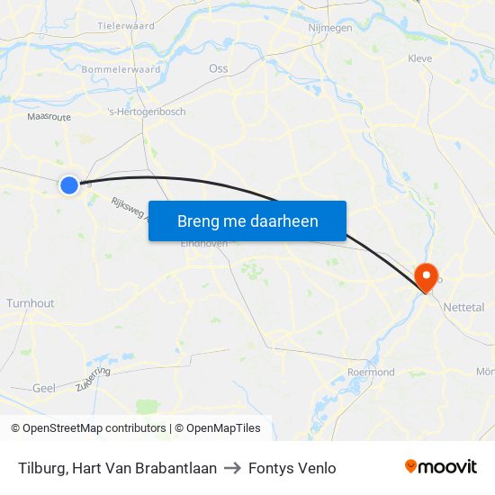 Tilburg, Hart Van Brabantlaan to Fontys Venlo map