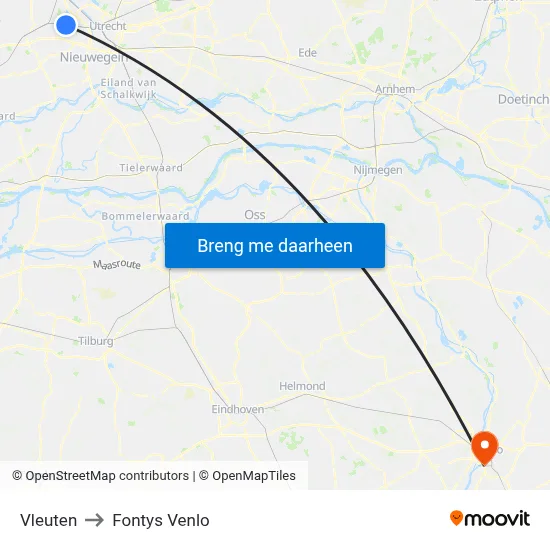 Vleuten to Fontys Venlo map