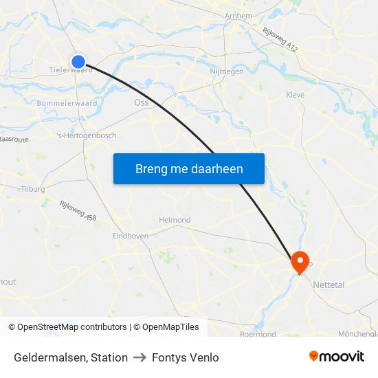 Geldermalsen, Station to Fontys Venlo map