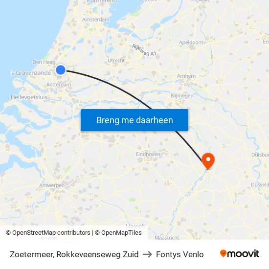 Zoetermeer, Rokkeveenseweg Zuid to Fontys Venlo map