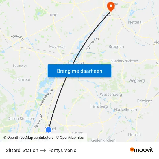 Sittard, Station to Fontys Venlo map
