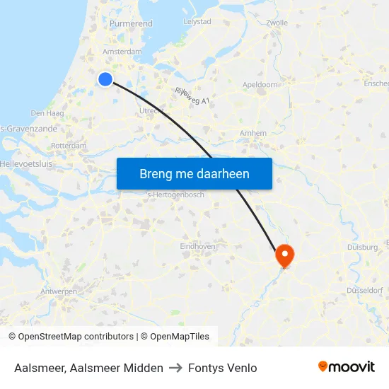 Aalsmeer, Aalsmeer Midden to Fontys Venlo map