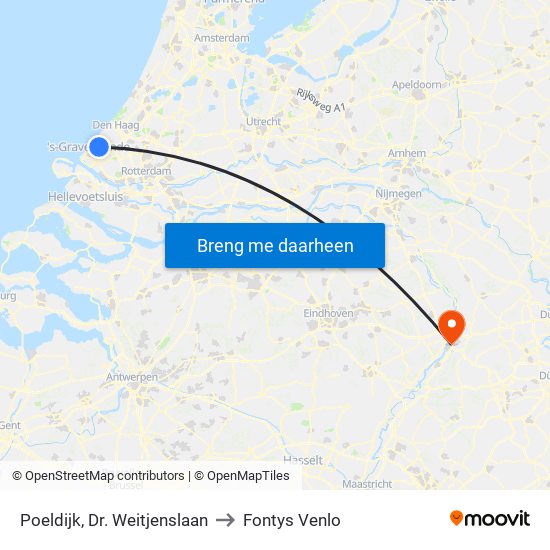 Poeldijk, Dr. Weitjenslaan to Fontys Venlo map