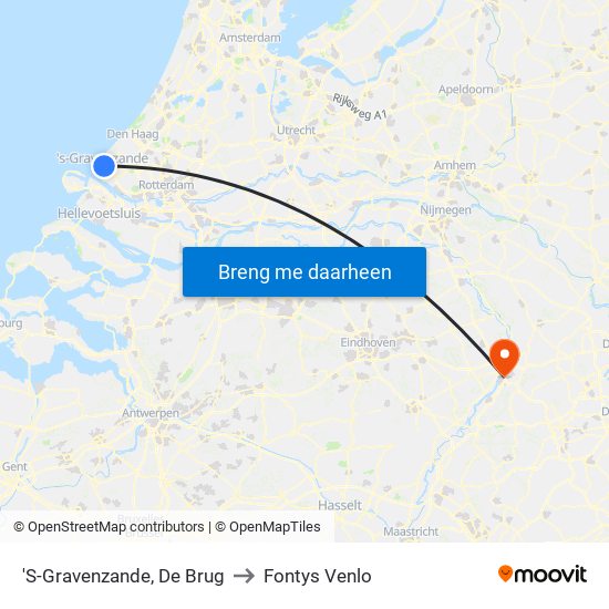 'S-Gravenzande, De Brug to Fontys Venlo map