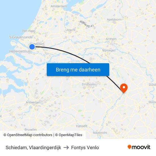 Schiedam, Vlaardingerdijk to Fontys Venlo map