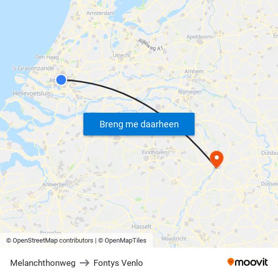 Melanchthonweg to Fontys Venlo map