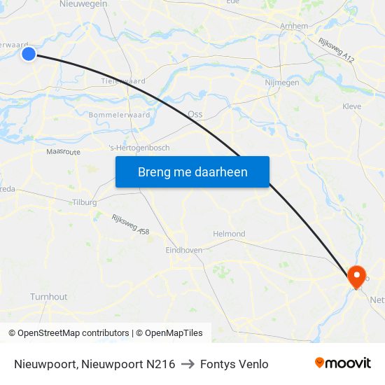 Nieuwpoort, Nieuwpoort N216 to Fontys Venlo map