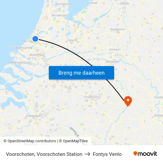 Voorschoten, Voorschoten Station to Fontys Venlo map