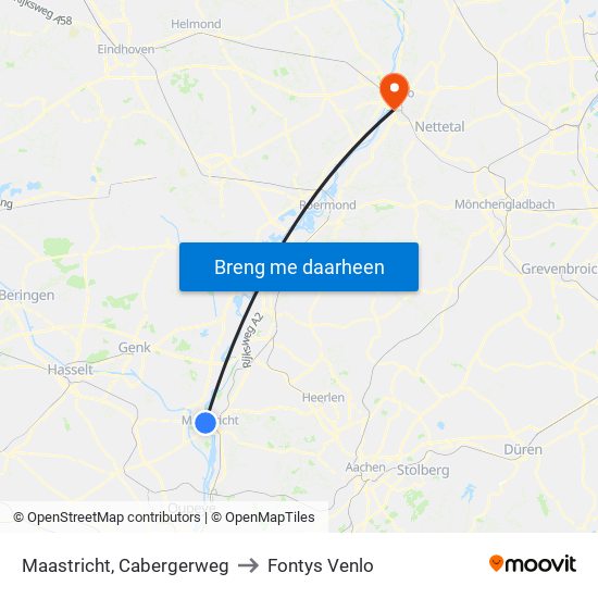 Maastricht, Cabergerweg to Fontys Venlo map