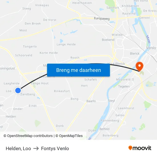 Helden, Loo to Fontys Venlo map