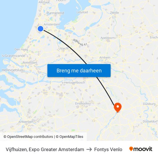 Vijfhuizen, Expo Greater Amsterdam to Fontys Venlo map