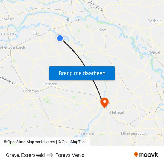 Grave, Estersveld to Fontys Venlo map