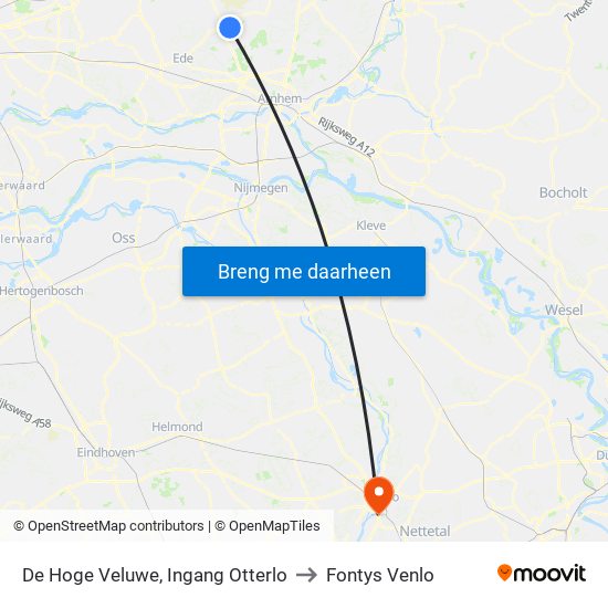 De Hoge Veluwe, Ingang Otterlo to Fontys Venlo map