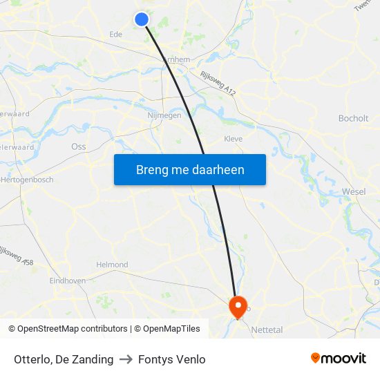 Otterlo, De Zanding to Fontys Venlo map