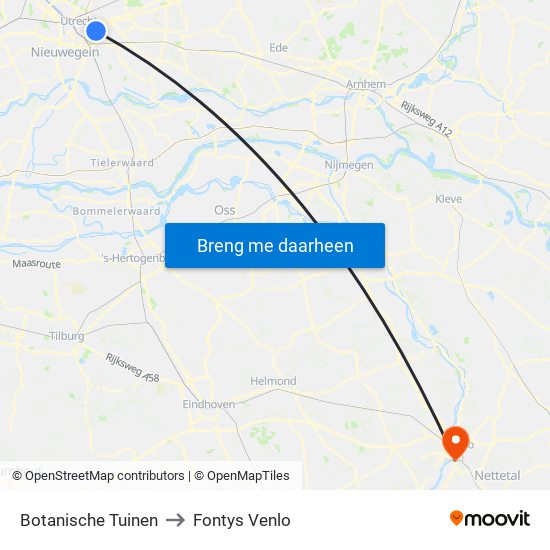 Botanische Tuinen to Fontys Venlo map