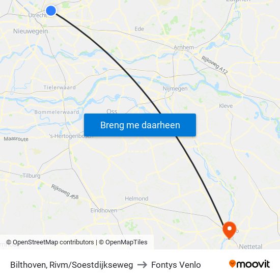 Bilthoven, Rivm/Soestdijkseweg to Fontys Venlo map
