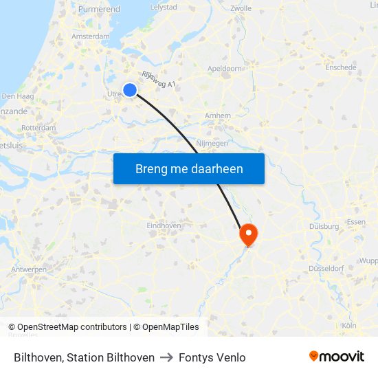 Bilthoven, Station Bilthoven to Fontys Venlo map
