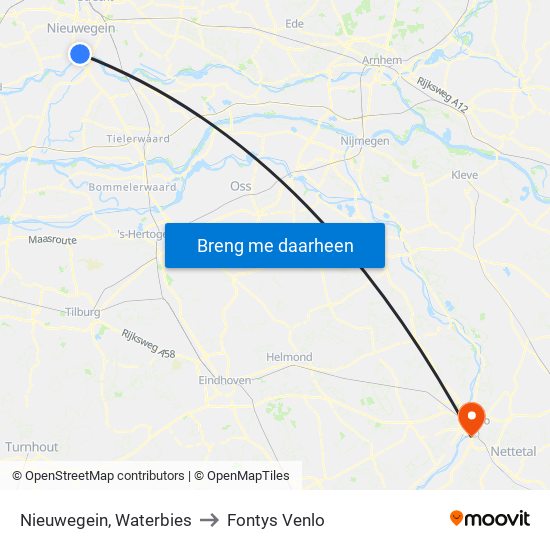 Nieuwegein, Waterbies to Fontys Venlo map