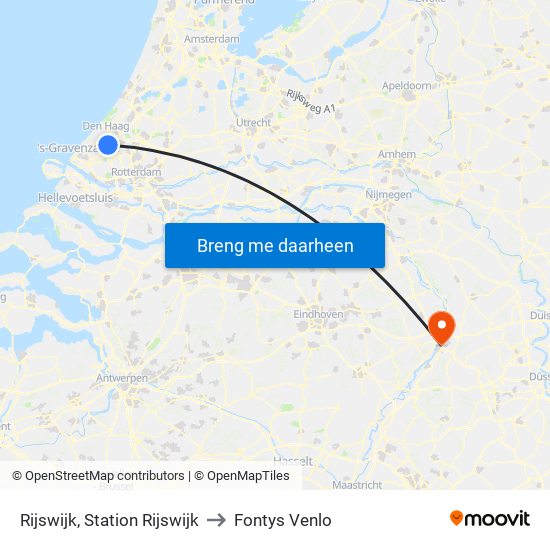 Rijswijk, Station Rijswijk to Fontys Venlo map