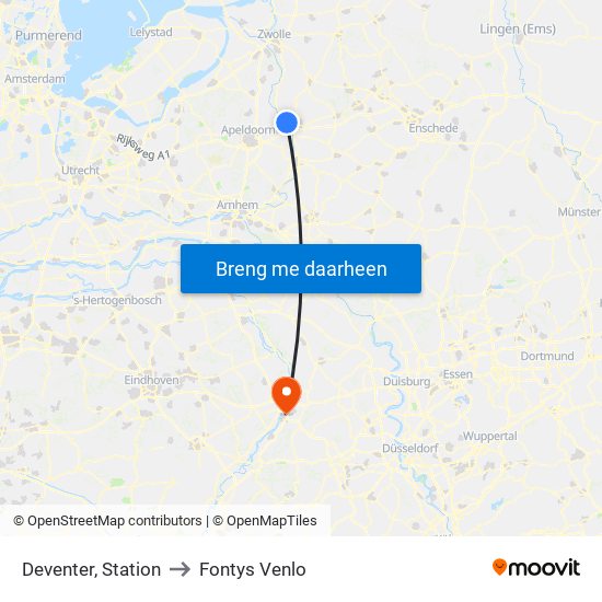 Deventer, Station to Fontys Venlo map