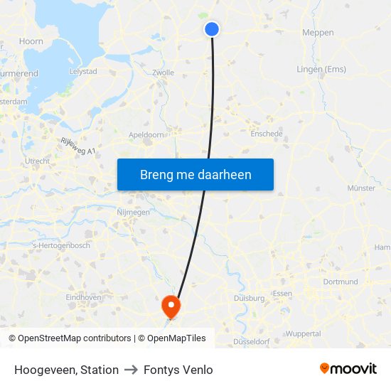 Hoogeveen, Station to Fontys Venlo map