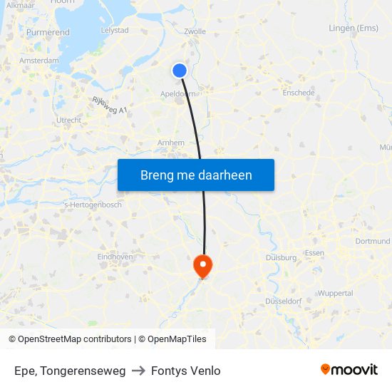 Epe, Tongerenseweg to Fontys Venlo map