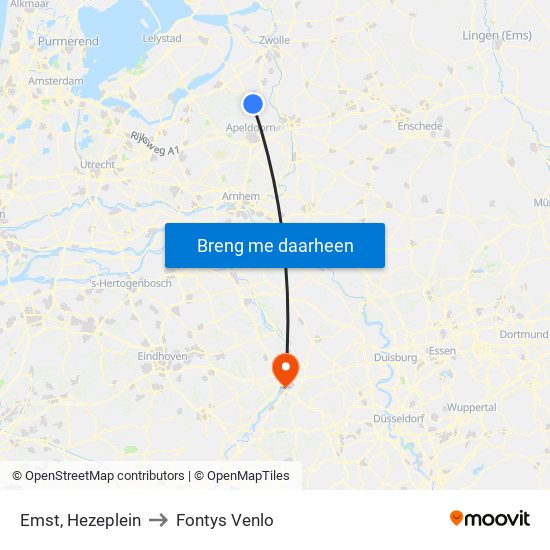Emst, Hezeplein to Fontys Venlo map