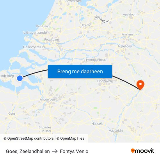 Goes, Zeelandhallen to Fontys Venlo map