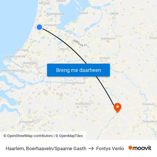 Haarlem, Boerhaaveln/Spaarne Gasth to Fontys Venlo map