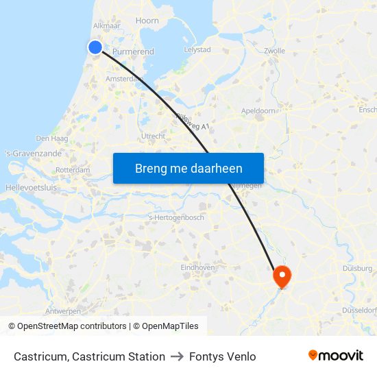Castricum, Castricum Station to Fontys Venlo map