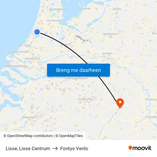 Lisse, Lisse Centrum to Fontys Venlo map
