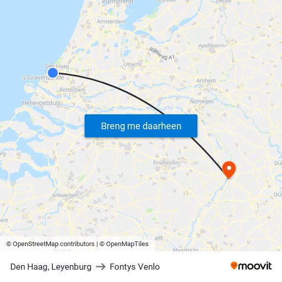 Den Haag, Leyenburg to Fontys Venlo map