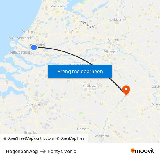 Hogenbanweg to Fontys Venlo map