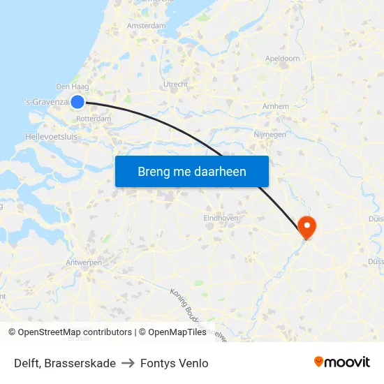 Delft, Brasserskade to Fontys Venlo map