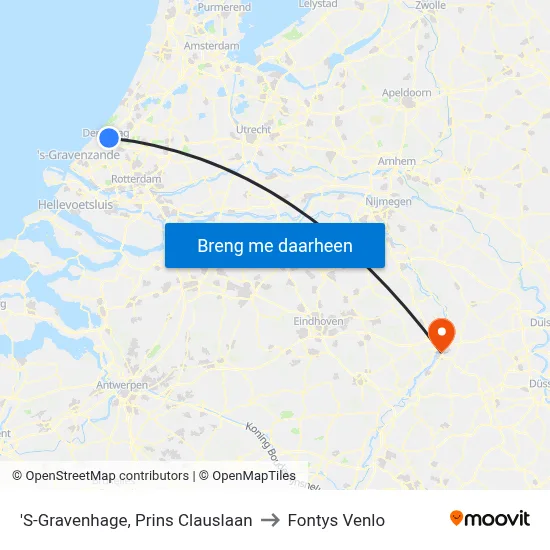 'S-Gravenhage, Prins Clauslaan to Fontys Venlo map
