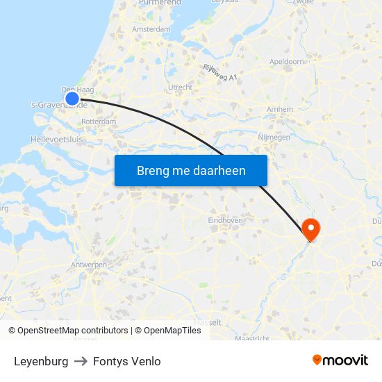 Leyenburg to Fontys Venlo map