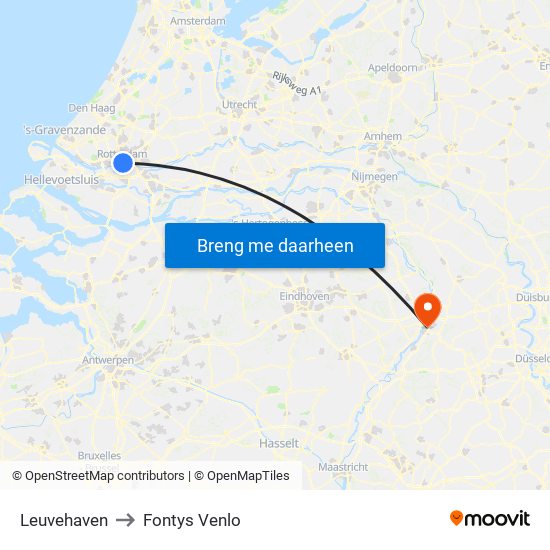 Leuvehaven to Fontys Venlo map