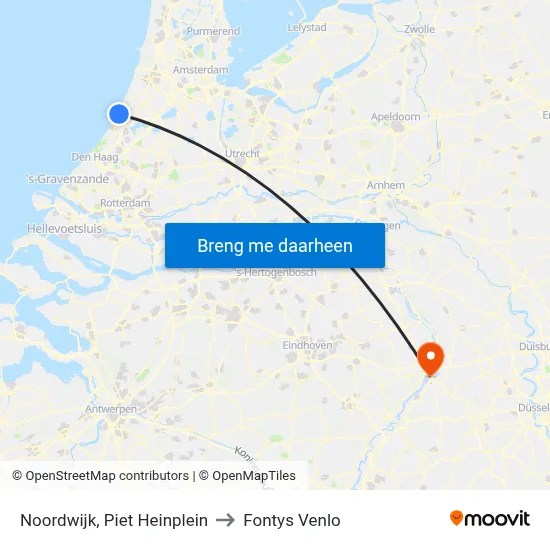 Noordwijk, Piet Heinplein to Fontys Venlo map