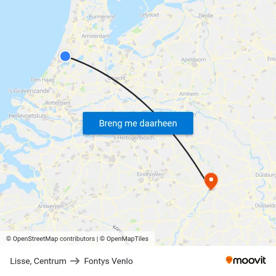 Lisse, Centrum to Fontys Venlo map